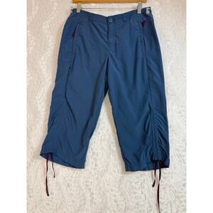 Eddie Bauer First Ascent Blue Green Teal Cropped Hiking Pants Zip Pockets Size 4